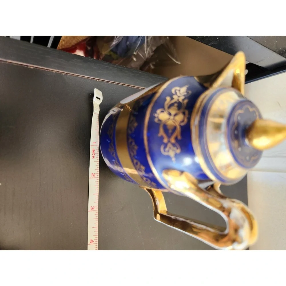 Antique Meissan Cobalt Gold‎ Grand Pictorial Romantic Couple Creamer + Sugar Set